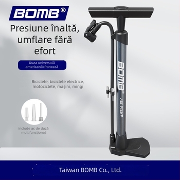 Bomb pompă de bicicletă portabilă pentru biciclete de munte, cu manometru, 160 PSI
