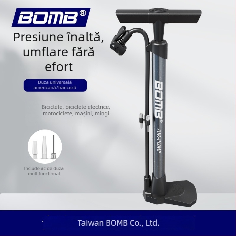 Bomb pompă de bicicletă portabilă pentru biciclete de munte, cu manometru, 160 PSI