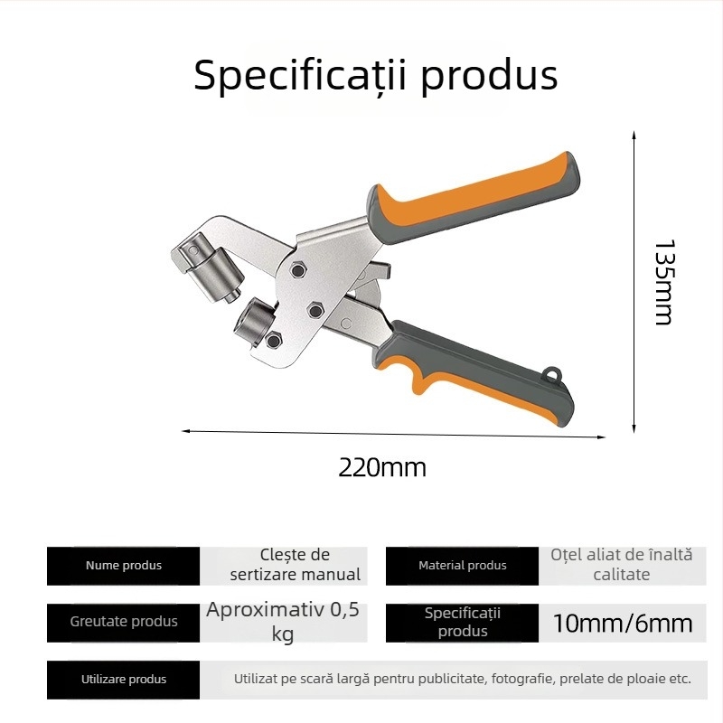 Clește multifuncțional pentru perforarea găurilor și montarea ochiurilor pentru curele, piele, hârtie și metal