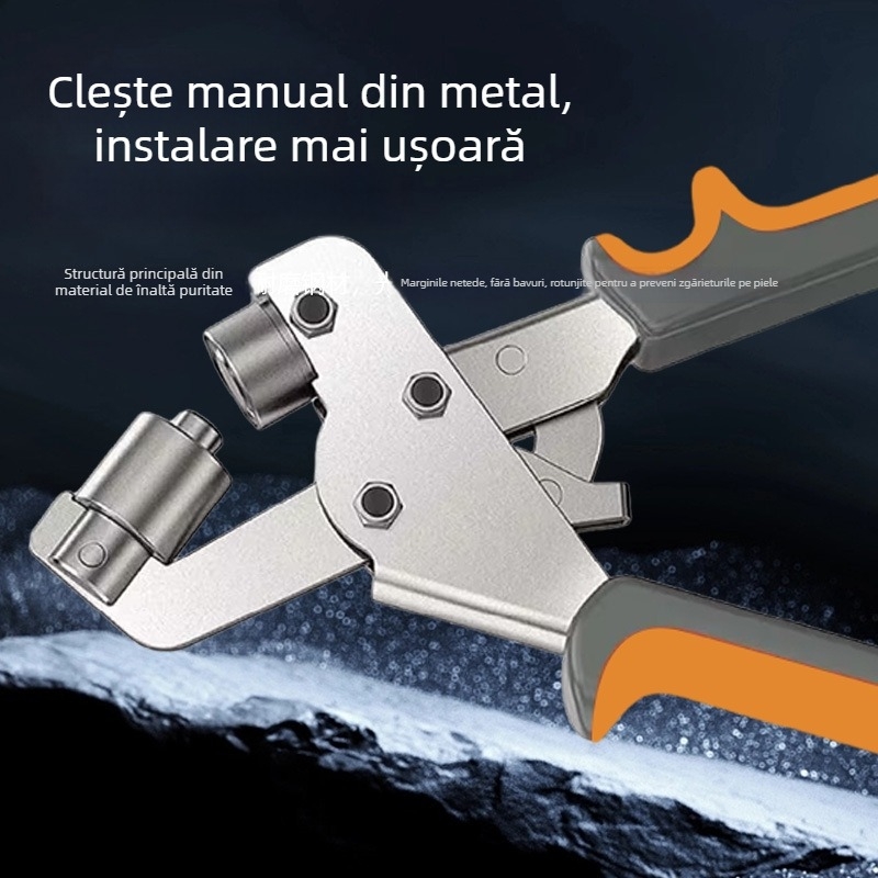 Clește multifuncțional pentru perforarea găurilor și montarea ochiurilor pentru curele, piele, hârtie și metal