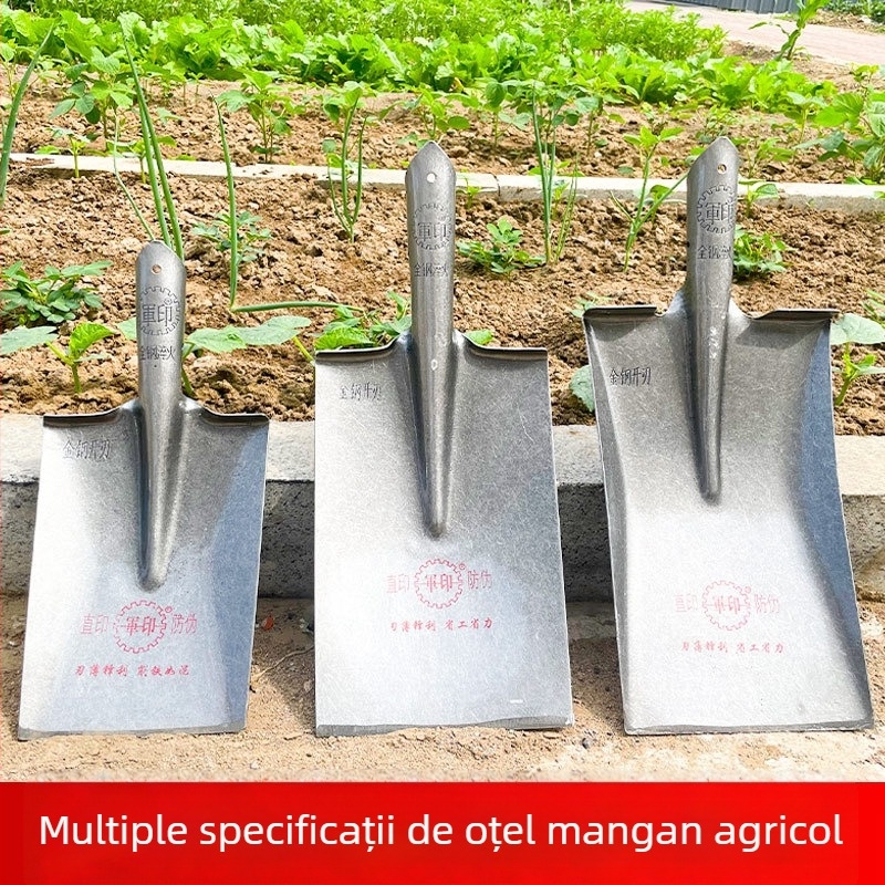 Lopată Military Seal: cap plat, oțel integral îngroșat, lopată agricolă din oțel, lopată dreptunghiulară din oțel mangan
