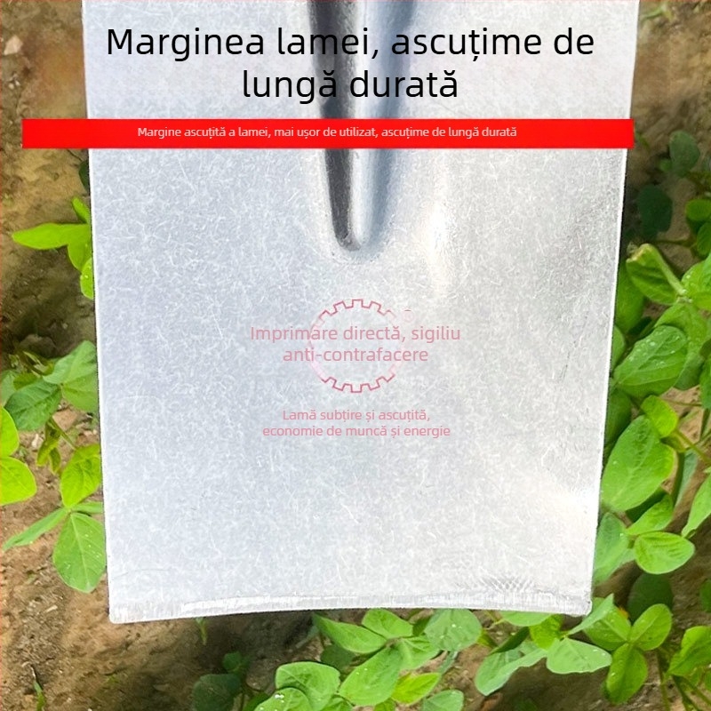Lopată Military Seal: cap plat, oțel integral îngroșat, lopată agricolă din oțel, lopată dreptunghiulară din oțel mangan
