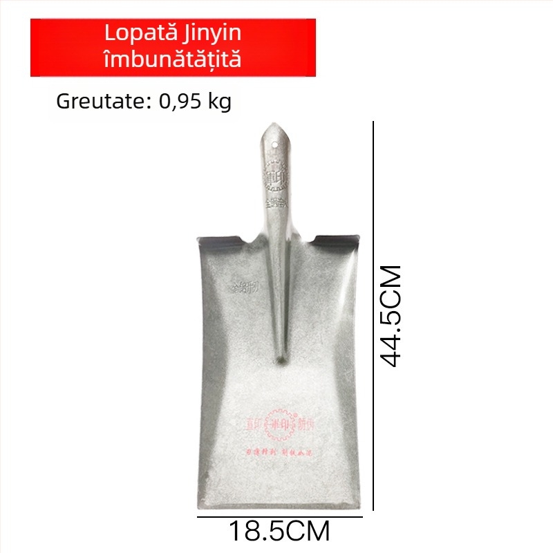 Lopată Military Seal: cap plat, oțel integral îngroșat, lopată agricolă din oțel, lopată dreptunghiulară din oțel mangan
