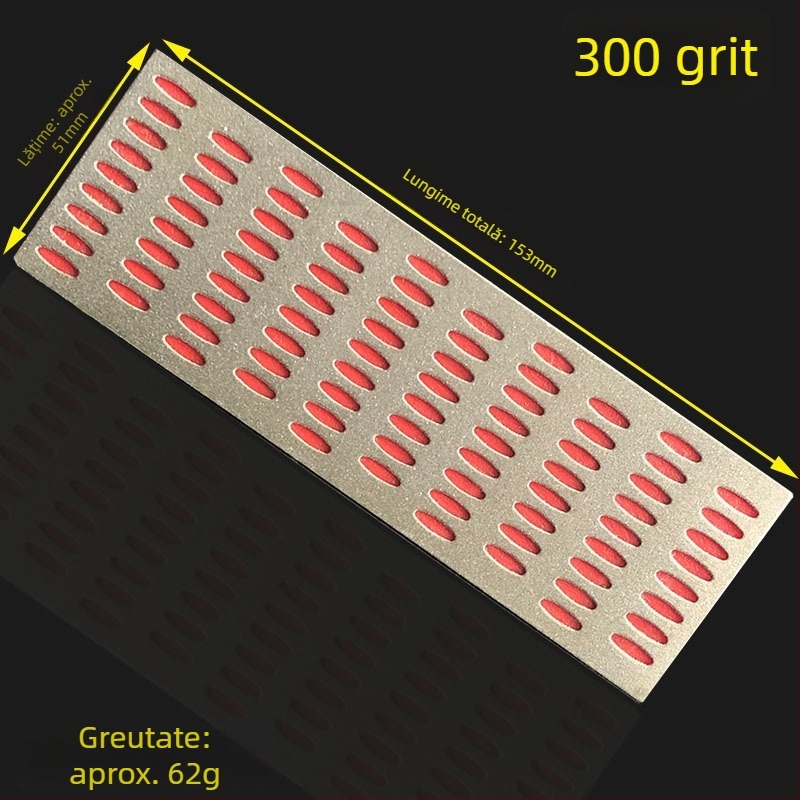 Piată de ascuțit cu plasă diamant, o singură față, cu bază, dreptunghiulară, granulație 300-400-600