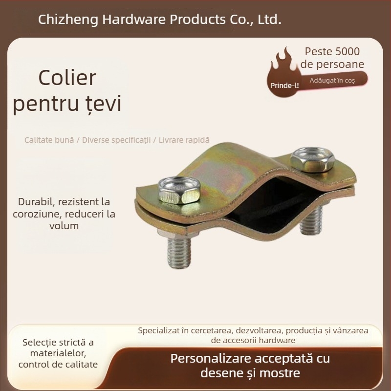 Clema semicirculară din oțel, îngroșată, pentru țevi pătrate