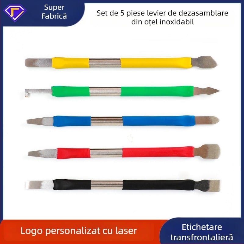 Set de unelte din oțel inoxidabil pentru repararea telefoanelor mobile, unealtă de demontare cu două capete, racletă pentru cipuri, îndepărtare adeziv