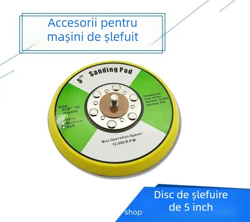 Bază de 5 inch pentru șlefuitor pneumatic cu disc de șlefuire uscat, disc de șmirg autoadeziv și disc de lustruire autoadeziv