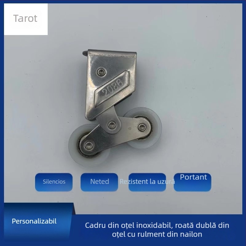 Rola silențioasă din oțel inoxidabil de înaltă calitate, model 2086, la comandă, pentru uși și ferestre glisante, canelură 2001, cadru izolant din aluminiu cu profil U