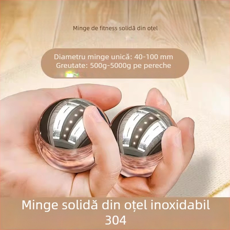 Minge solidă din oțel inoxidabil 304 pentru prindere și masaj, minge de masaj manuală, minge metalică cu suprafață lustruită