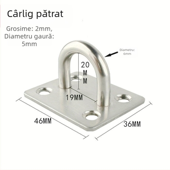 Cuier din oțel inoxidabil, pătrat, pentru montaj pe perete și tavan — pentru agățat ventilator, corp de iluminat, inel și accesorii (greutate maximă peste 30 kg)