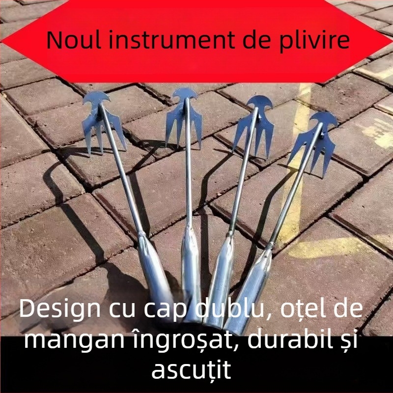 Unealtă multifuncțională pentru eliminarea buruienilor cu rădăcini, greblă de grădină din oțel mangan pentru afânarea solului