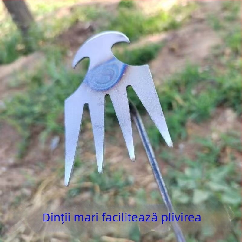 Unealtă multifuncțională pentru eliminarea buruienilor cu rădăcini, greblă de grădină din oțel mangan pentru afânarea solului
