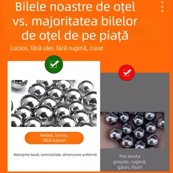 Bile de oțel pentru praștie, lustruite, solide, 6–10 mm