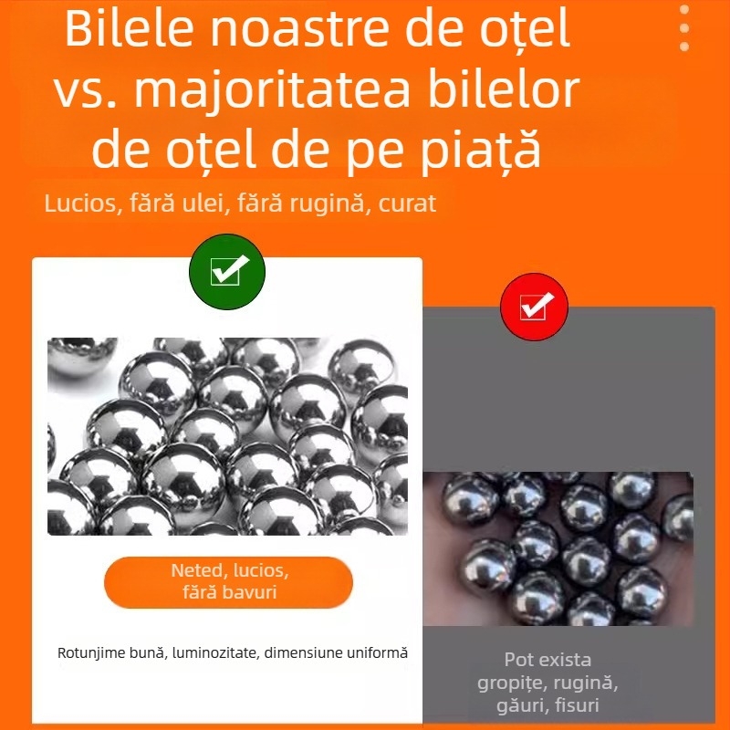 Bile de oțel pentru praștie, lustruite, solide, 6–10 mm