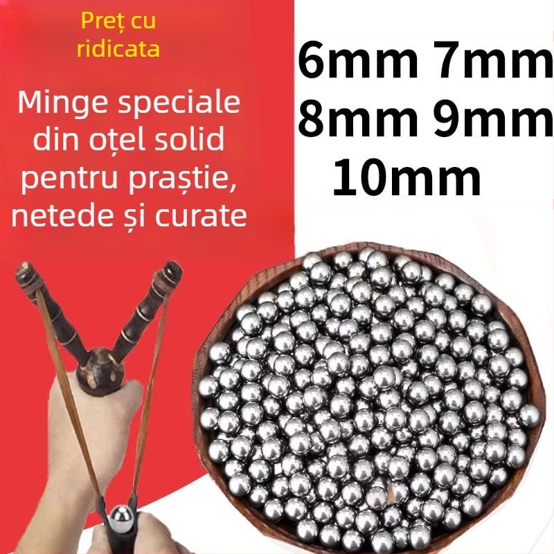 Bile de oțel pentru praștie, lustruite, solide, 6–10 mm