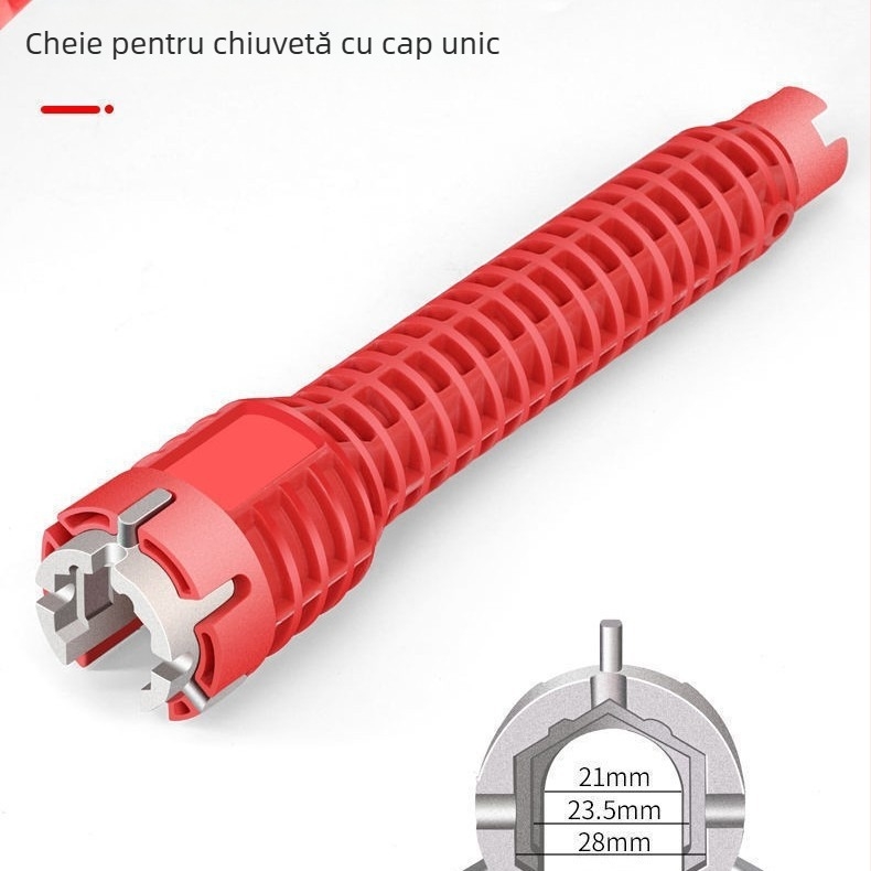 Cheie multifuncțională pentru chiuvetă, opt în unu – instrument de instalare pentru conducte și robinete