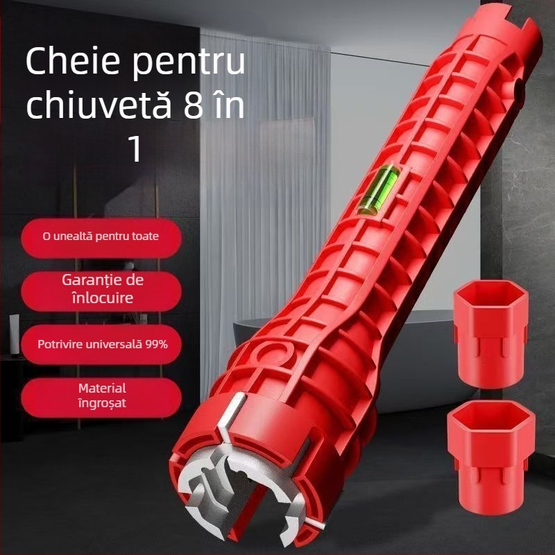Cheie multifuncțională pentru chiuvetă, opt în unu – instrument de instalare pentru conducte și robinete