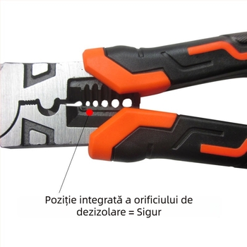 Clește industrial multifuncțional pentru fire, vârf diagonal, crimpare și dezizolarea cablurilor