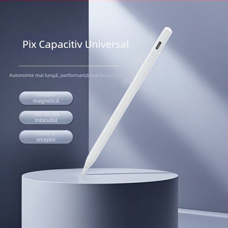 Stylus capacitiv universal pentru tablete și telefoane, compatibil cu iPad, Apple, Huawei, Xiaomi și Lenovo.