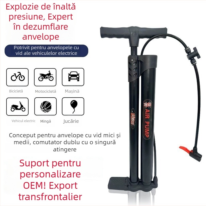 Pompa de aer cu manometru, universală pentru scutere electrice și biciclete