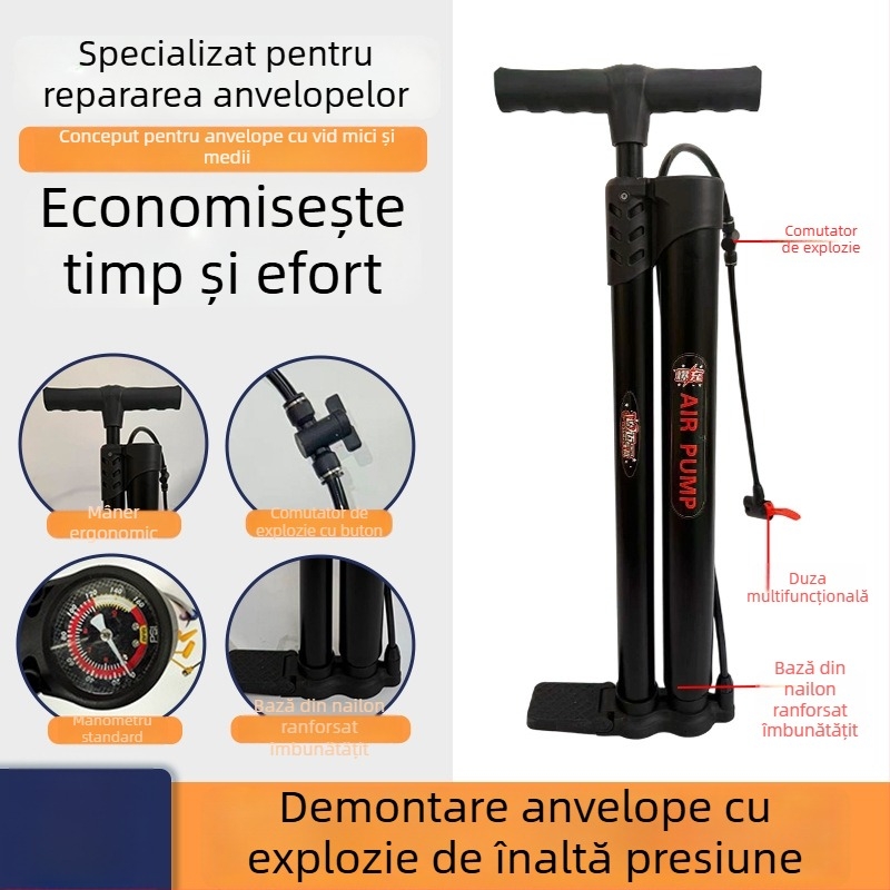 Pompa de aer cu manometru, universală pentru scutere electrice și biciclete