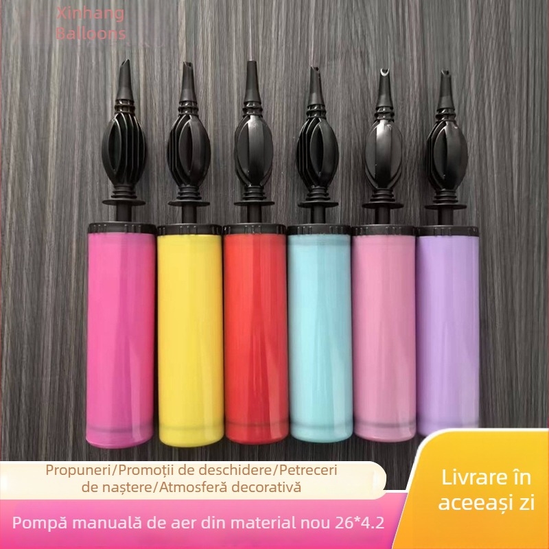 Umflător manual de baloane, cu acțiune dublă, multicolor, portabil cu duză înclinată