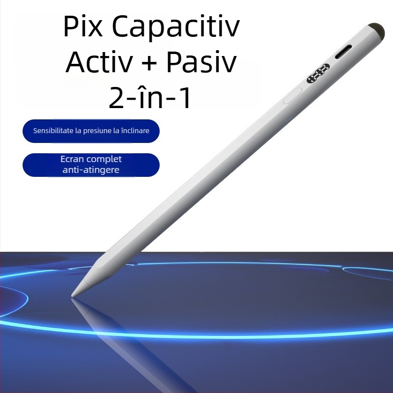 Stylus capacitiv universal cu afișaj digital pentru tablete și telefoane Android și Apple.