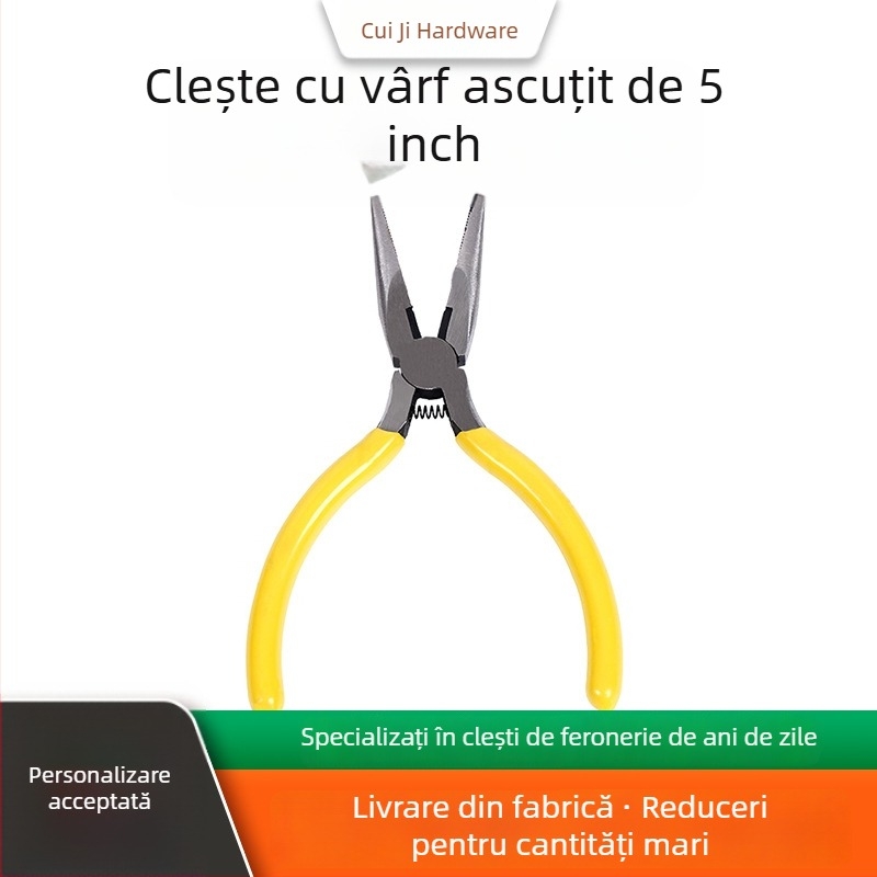 Clește cu vârf ascuțit, 5 inchi, cu arc – pentru bijuterii, unelte DIY