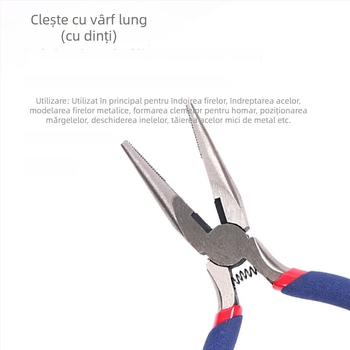 Clește cu nas subțire de 5 inci, dinți, cu arc de eliberare, unelte DIY pentru bijuterii