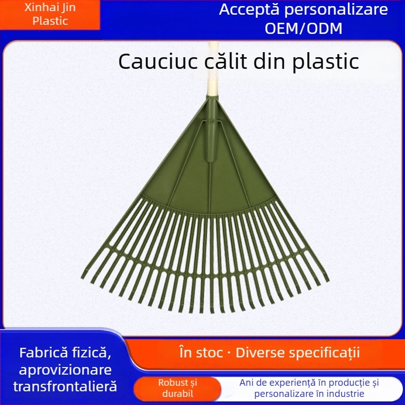 Greblă de grădină din plastic cu dinți de cauciuc temperați, pentru grădină, frunze și uscarea cerealelor