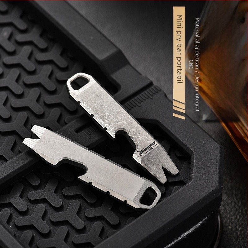Crowbar din aliaj de titan pentru camping și autoapărare, instrument EDC, deschizător de sticle multifuncțional