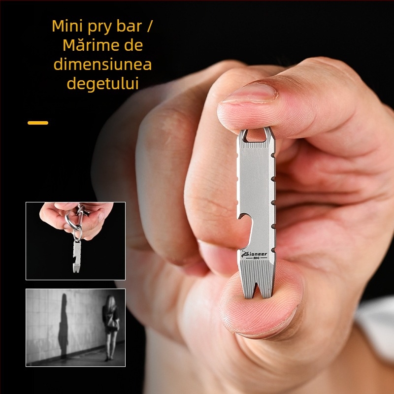 Crowbar din aliaj de titan pentru camping și autoapărare, instrument EDC, deschizător de sticle multifuncțional