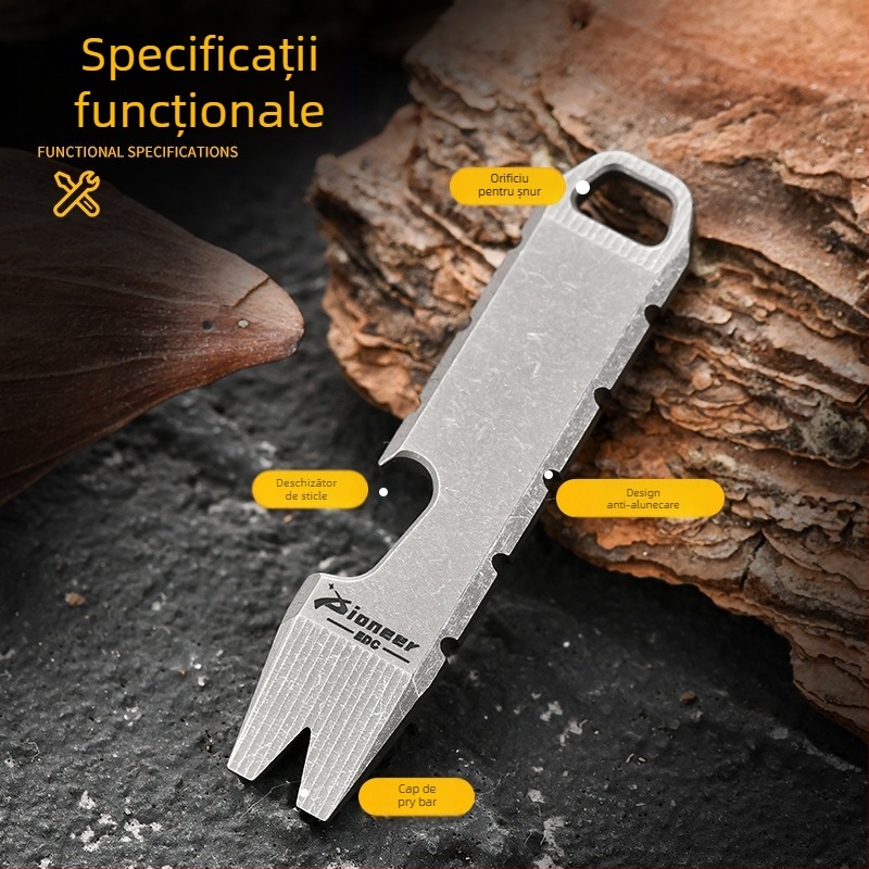 Crowbar din aliaj de titan pentru camping și autoapărare, instrument EDC, deschizător de sticle multifuncțional