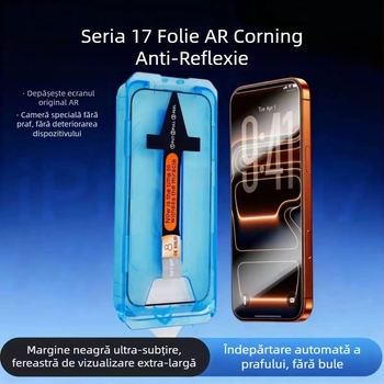 Protecție ecran Corning pentru iPhone 17 Pro Max, sticlă temperată, acoperire de la margine la margine, anti-spionaj, HD, ecran complet