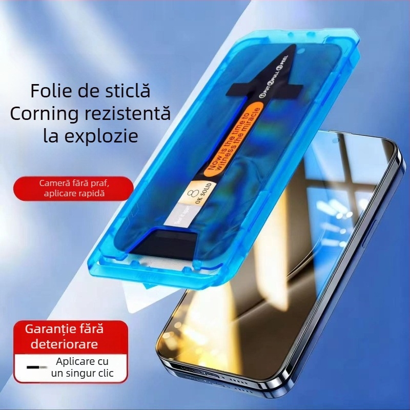 Protecție ecran Corning pentru iPhone 17 Pro Max, sticlă temperată, acoperire de la margine la margine, anti-spionaj, HD, ecran complet