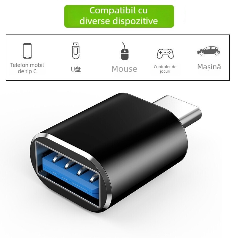 Adaptor OTG Type-C la USB 3.0 pentru telefoane Android și laptopuri, conectează unități USB flash și mouse