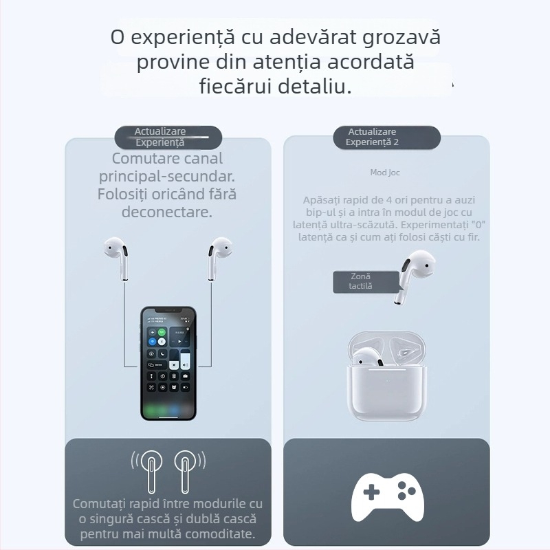 Căști Bluetooth true wireless pentru bărbați și femei, latență scăzută pentru esports, Bluetooth 5.0, design semi-in-ear, stereo, compatibile cu Apple, Vivo, Xiaomi, Oppo