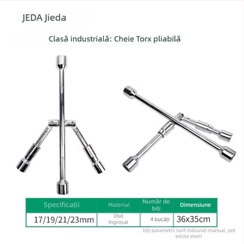 Jade cheie încrucișată pliabilă pentru anvelope, cheie auto telescopic pentru pneuri, set portabil cu conectori încrucișați