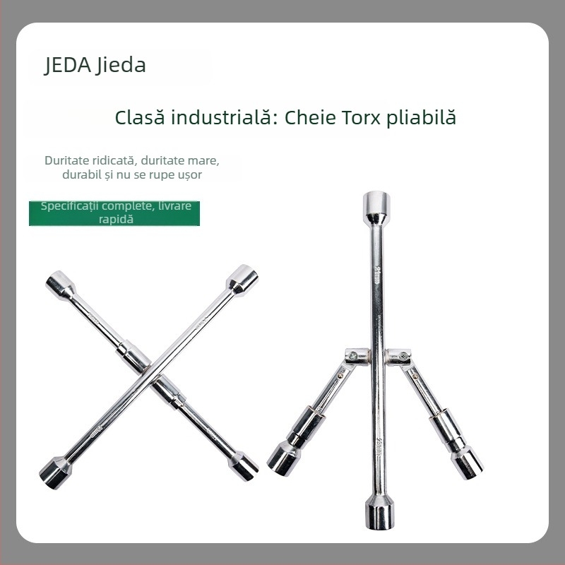 Jade cheie încrucișată pliabilă pentru anvelope, cheie auto telescopic pentru pneuri, set portabil cu conectori încrucișați