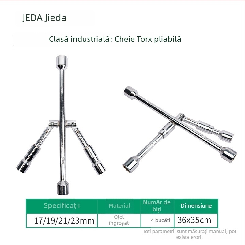 Jade cheie încrucișată pliabilă pentru anvelope, cheie auto telescopic pentru pneuri, set portabil cu conectori încrucișați