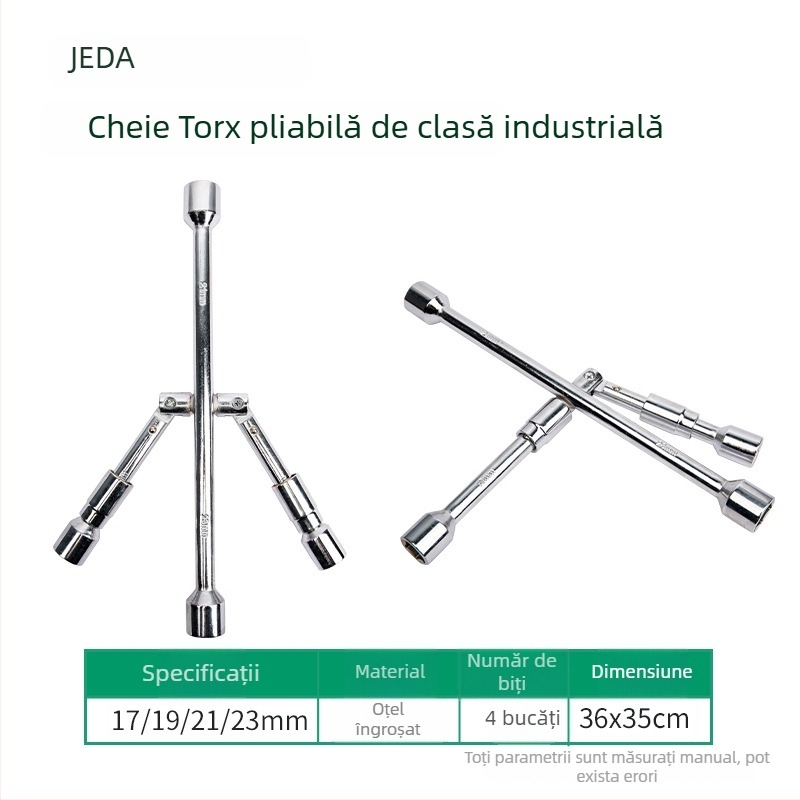 Jade cheie încrucișată pliabilă pentru anvelope, cheie auto telescopic pentru pneuri, set portabil cu conectori încrucișați