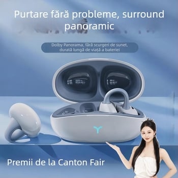 Căști Bluetooth cu clips pentru urechi, wireless, anulare zgomotului, model nou