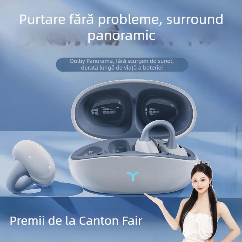 Căști Bluetooth cu clips pentru urechi, wireless, anulare zgomotului, model nou
