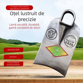 Lopată de grădină din oțel integral pentru arat și pregătire a terenului; lopată din oțel lustruit, fin polizată