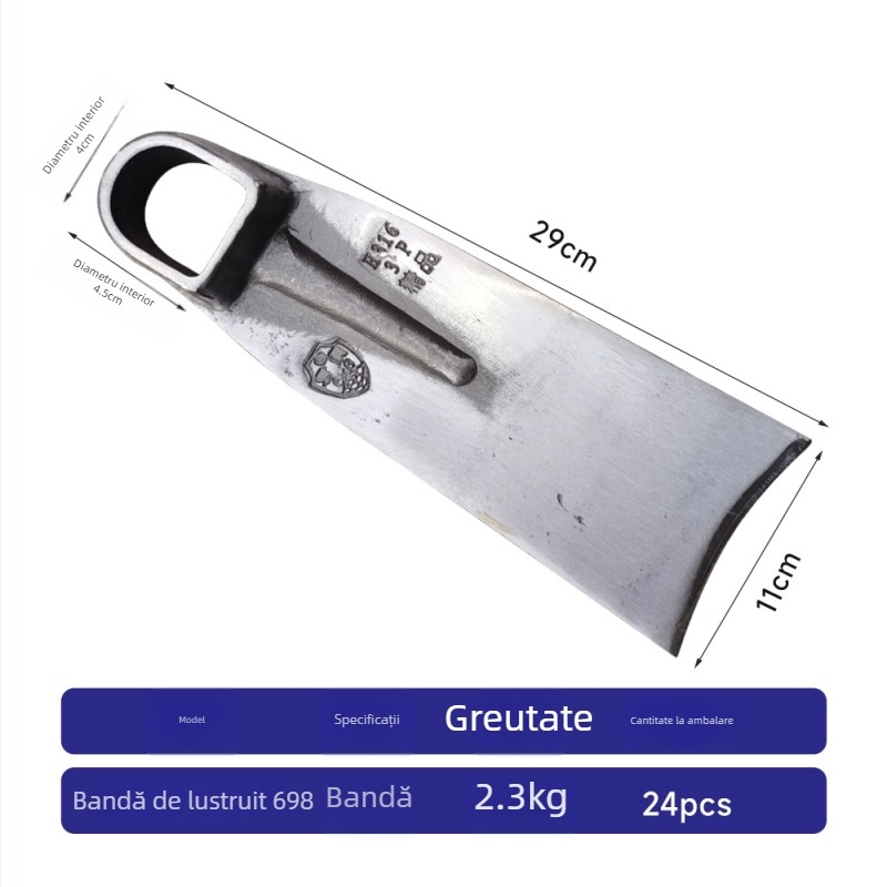 Lopată de grădină din oțel integral pentru arat și pregătire a terenului; lopată din oțel lustruit, fin polizată