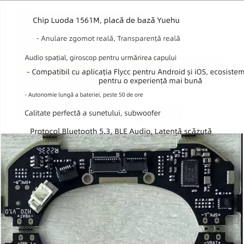 Căști Bluetooth wireless over-ear cu anulare activă a zgomotului și modul transparent, compatibile cu Apple și Android, MX Yuehu Zhongke