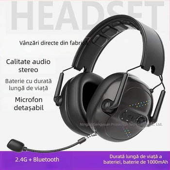 Căști de gaming wireless USB, cu latență redusă și microfon detașabil pentru esports