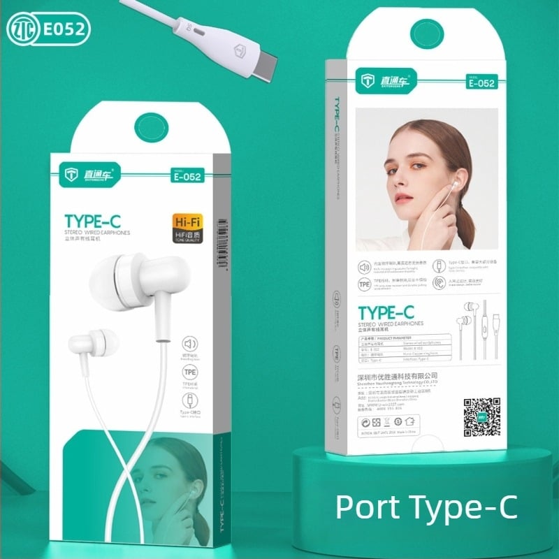 Căști in-ear Type-C, cablu, pentru telefoane Huawei, Honor și Xiaomi – muzică și apeluri