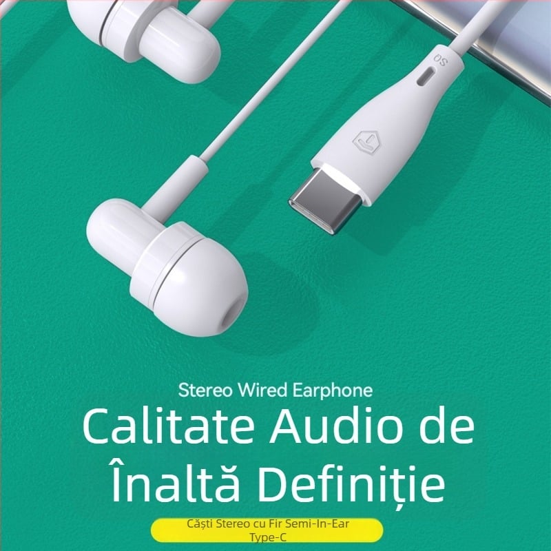 Căști in-ear Type-C, cablu, pentru telefoane Huawei, Honor și Xiaomi – muzică și apeluri