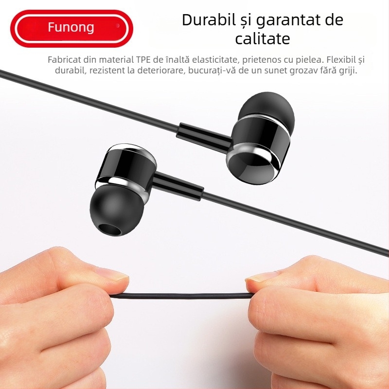 Căști Type-C cu cip digital și control în linie, bas intens, cablu de 120 cm, compatibile cu telefoane Vivo, Huawei, Honor și Xiaomi
